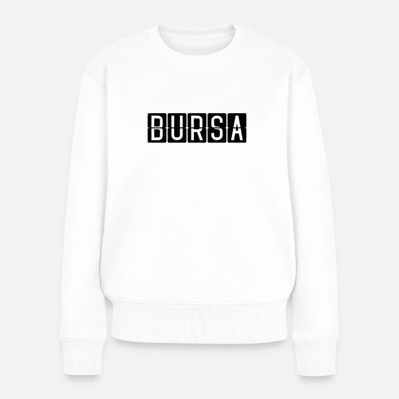 Bursa Flughafentafel - Frauen Premium Bio Pullover - Weiß