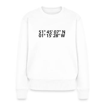 Oxford Koordinaten - Frauen Premium Bio Pullover - Weiß - Vorne - Julia (174cm)