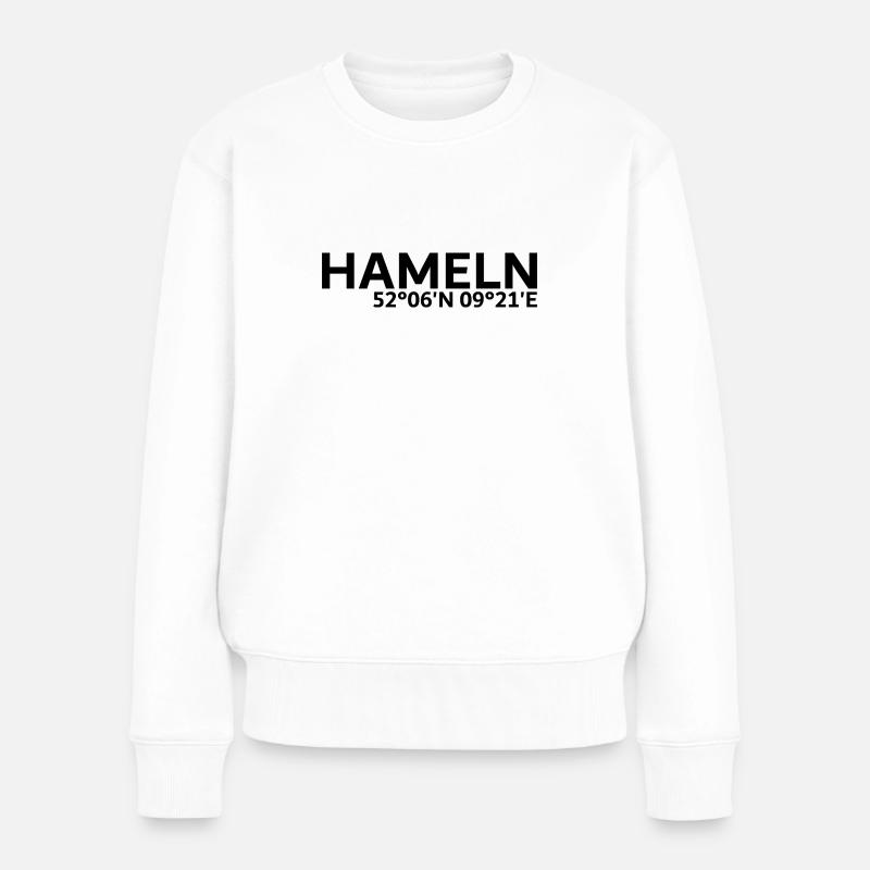 Hameln Koordinaten - Frauen Premium Bio Pullover - Weiß