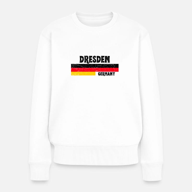 Dresden Deutschland Flagge - Frauen Premium Bio Pullover - Weiß