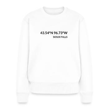 Sioux Falls South Dakota USA Koordinaten - Frauen Premium Bio Pullover - Weiß - Vorne - Julia (174cm)