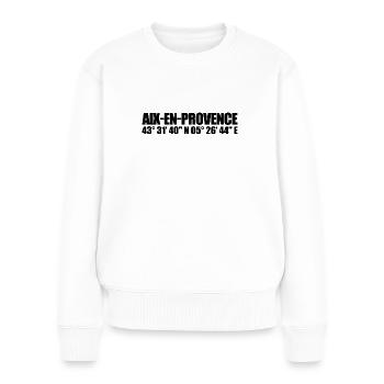Aix-en-Provence Koordinaten - Frauen Premium Bio Pullover - Weiß - Vorne - Julia (174cm)