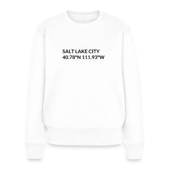 Coordonnées Salt Lake City, Utah, États-Unis - Pull Premium bio Femme - blanc - Devant - Julia (174cm)