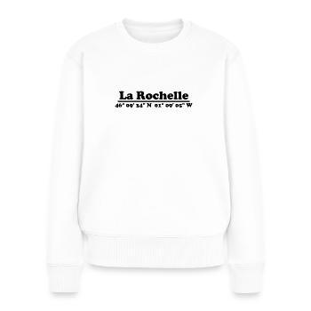 Coordonnées de La Rochelle - Pull Premium bio Femme - blanc - Devant - Julia (174cm)