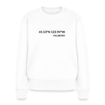 Hillsboro Oregon USA Koordinaten - Frauen Premium Bio Pullover - Weiß - Vorne - Julia (174cm)