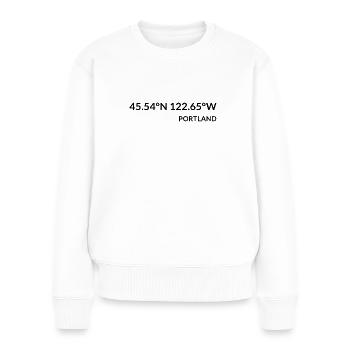 Portland Oregon USA Koordinaten - Frauen Premium Bio Pullover - Weiß - Vorne - Julia (174cm)