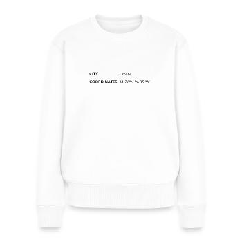 Omaha Nebraska USA Koordinaten - Frauen Premium Bio Pullover - Weiß - Vorne - Julia (174cm)