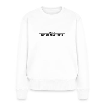 Coordonnées de celle - Pull Premium bio Femme - blanc - Devant - Julia (174cm)