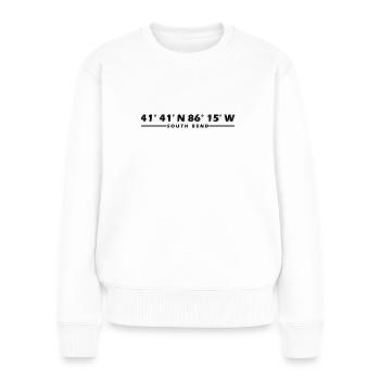 Coordonnées du virage sud - Pull Premium bio Femme - blanc - Devant - Julia (174cm)