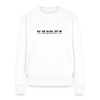 Grand Rapids Koordinaten - Frauen Premium Bio Pullover - Weiß - Vorne - Julia (174cm)