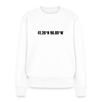 Omaha Nebraska USA Koordinaten - Frauen Premium Bio Pullover - Weiß - Vorne - Julia (174cm)