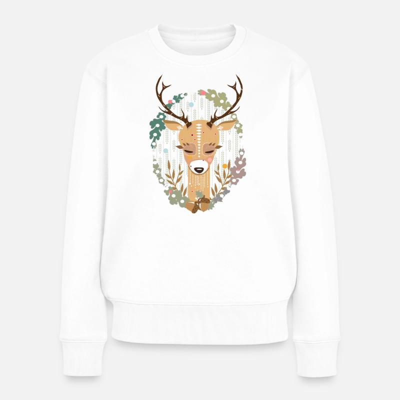 Un cerf dans la forêt - Pull Premium bio Femme - blanc
