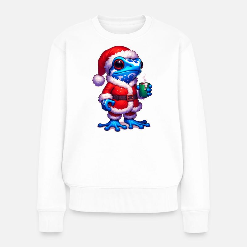 Pfeilgiftfrosch Frosch Weihnachtsmann - Frauen Premium Bio Pullover - Weiß