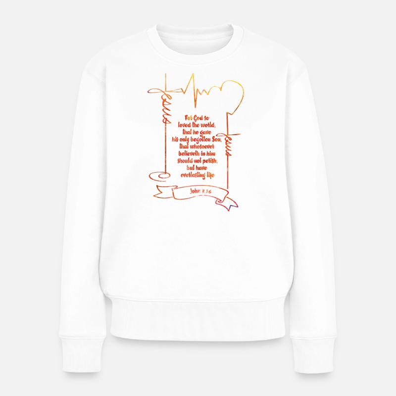 Herzliche Bibelzitate im Aquarellstil - Frauen Premium Bio Pullover - Weiß