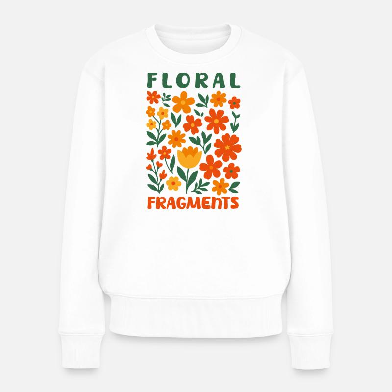Blütenfragmente von helfspawn - Frauen Premium Bio Pullover - Weiß