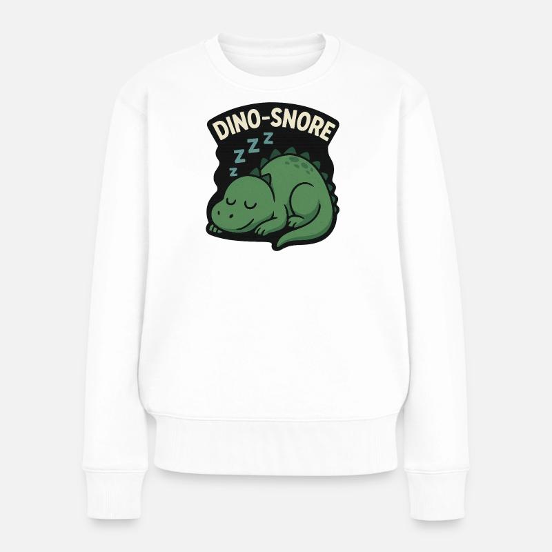 Dino Snore Schlaf-Dino - Frauen Premium Bio Pullover - Weiß