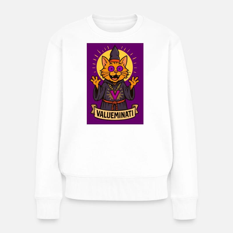 Zauberhafte Kult-Katze der Valueminati - Frauen Premium Bio Pullover - Weiß