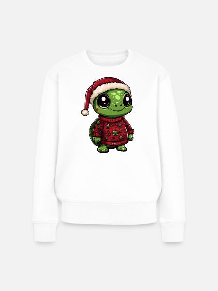 Schildkröte Weihnachten - Frauen Premium Bio Pullover - Weiß