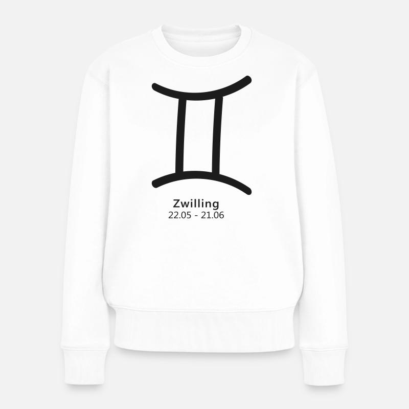 Zwilling Gemini Symbol Sternzeichen - Frauen Premium Bio Pullover - Weiß