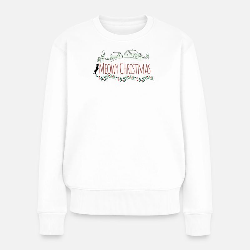 Meowy Christmas  - Frauen Premium Bio Pullover - Weiß