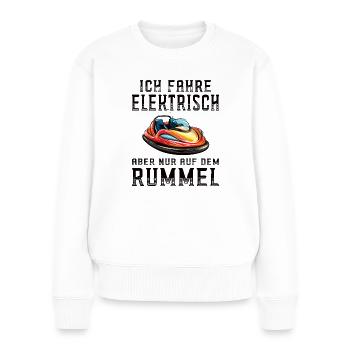 Ich fahre Elektrisch Kirmes Autoscooter - Frauen Premium Bio Pullover - Weiß - Vorne - Julia (174cm)