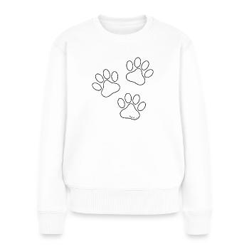 Katzenpfoten - Spuren unserer Liebsten - Frauen Premium Bio Pullover - Weiß - Vorne - Julia (174cm)