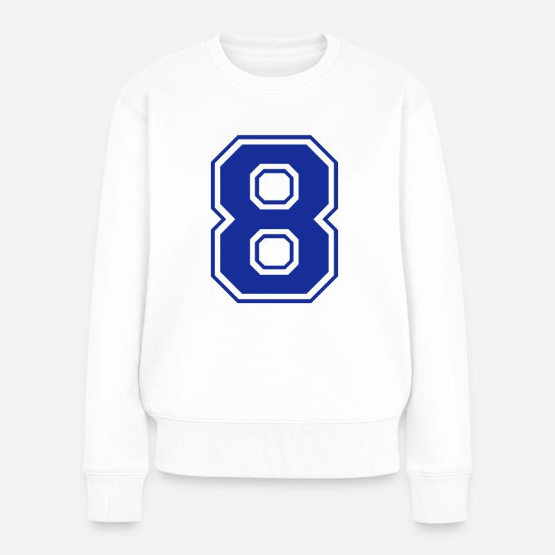 8 - Nummer - Zahl - Frauen Premium Bio Pullover - Weiß