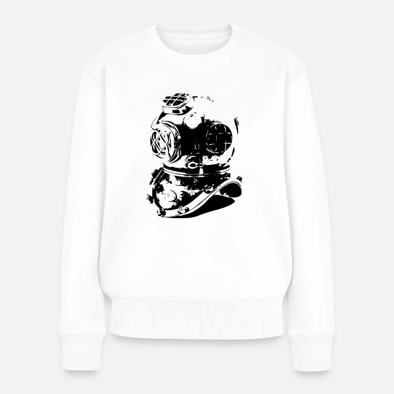 Alter Taucherhelm - Frauen Premium Bio Pullover - Weiß