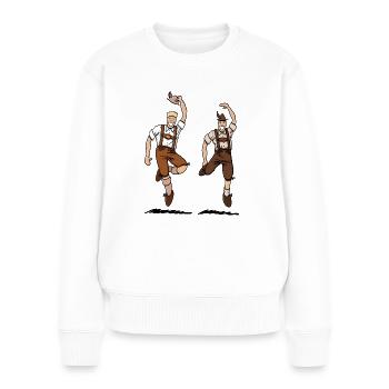 Two Bavarian Lederhosen Men - Frauen Premium Bio Pullover - Weiß - Vorne - Julia (174cm)