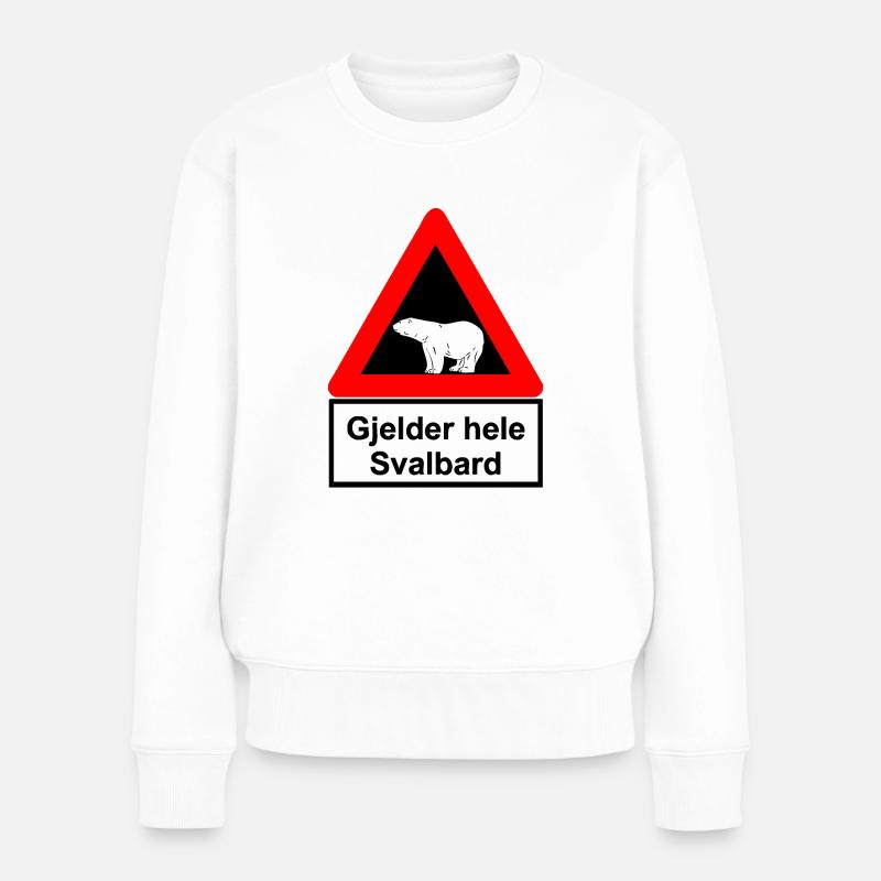 Svalbard - Polar Bear - Spitsbergen Road Sign - Frauen Premium Bio Pullover - Weiß