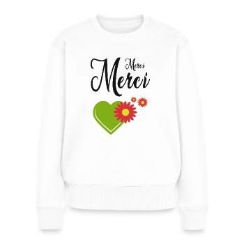 Merci Merci - Pull Premium bio Femme - blanc - Devant - Julia (174cm)
