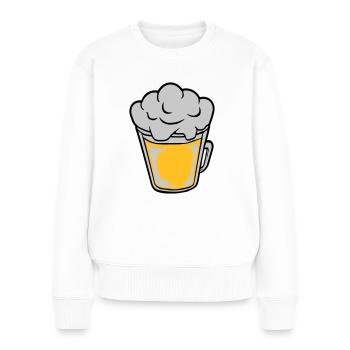 Bière comique vue d’en haut - Pull Premium bio Femme - blanc - Devant - Julia (174cm)