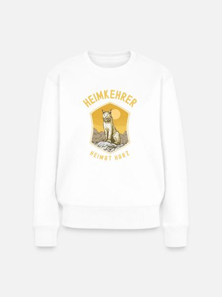 Heimkehrer Luchs | Heimat Harz - Frauen Premium Bio Pullover - Weiß