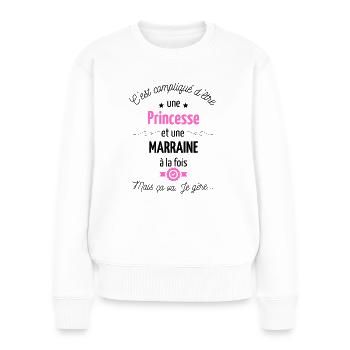princesse Et MARRAINE - Pull Premium bio Femme - blanc - Devant - Julia (174cm)