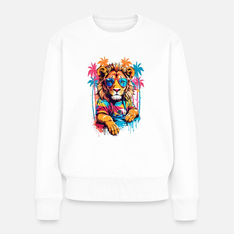 Coole Löwe - Frauen Premium Bio Pullover - Weiß