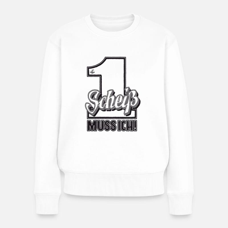 Handlettering „Einen Scheiß muss ich“ - Frauen Premium Bio Pullover - Weiß