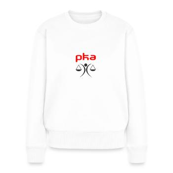 PKA-Berufsabzeichen – powered by pkajournal - Frauen Premium Bio Pullover - Weiß - Vorne - Julia (174cm)