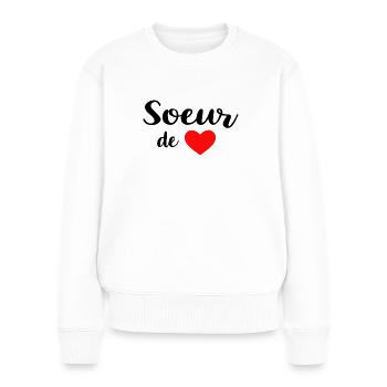 Soeur de coeur - Pull Premium bio Femme - blanc - Devant - Julia (174cm)
