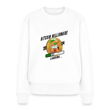 Bitcoin Millionaire Loading Teddy - Frauen Premium Bio Pullover - Weiß - Vorne - Julia (174cm)