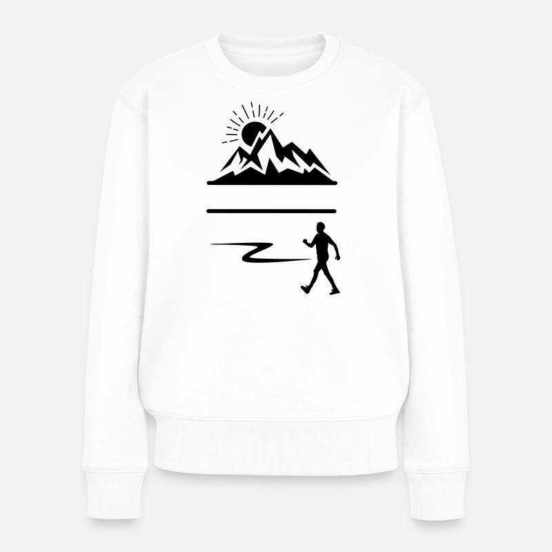 Wanderer Mann Berge Banner - Frauen Premium Bio Pullover - Weiß