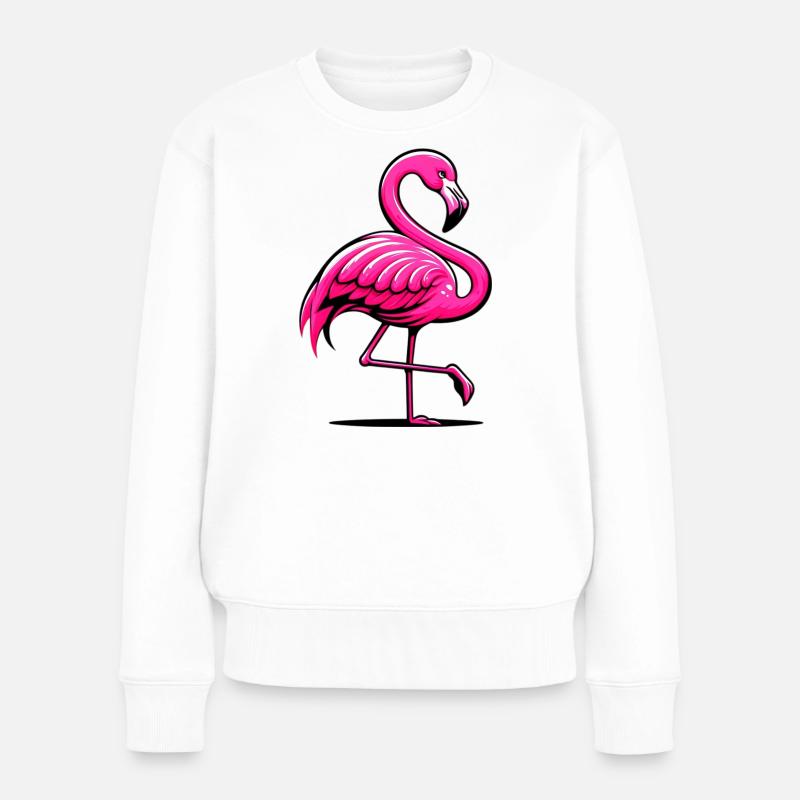 Flamingo - Frauen Premium Bio Pullover - Weiß