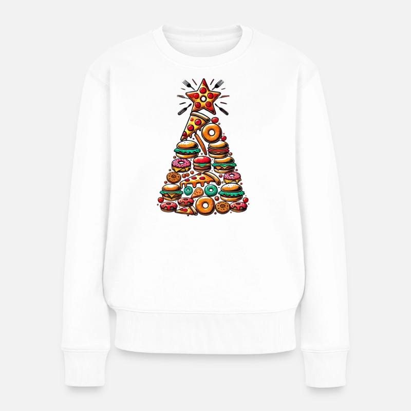 Arbre de Noël des fast-foods - Pull Premium bio Femme - blanc