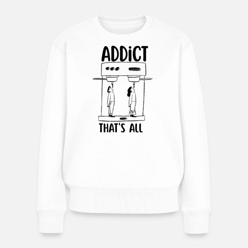 Addict au café  - Pull Premium bio Femme - blanc