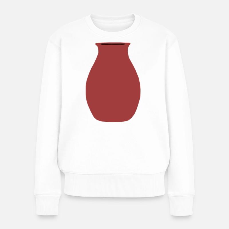 Terrakotta-Vasen-Silhouette - Frauen Premium Bio Pullover - Weiß
