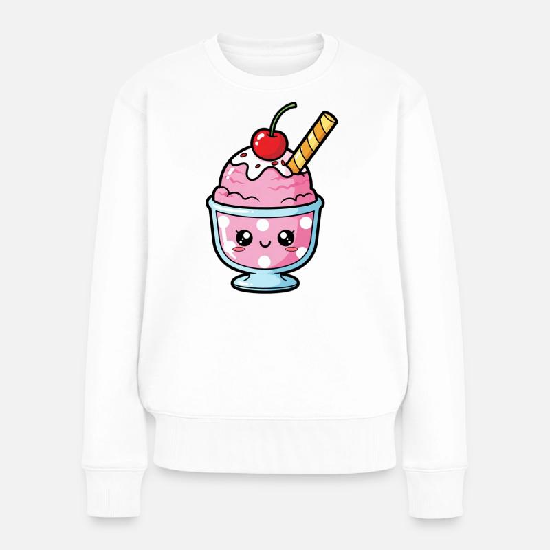 Coupe de Sundae Rose Kawaii - Pull Premium bio Femme - blanc