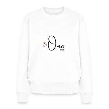 Oma 2025 - Frauen Premium Bio Pullover - Weiß - Vorne - Julia (174cm)