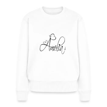 Amelia Name Vorname Mädchen Kalligrafie Dekor - Frauen Premium Bio Pullover - Weiß - Vorne - Julia (174cm)