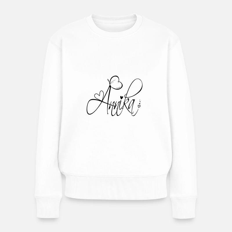 Annika Name Vorname Mädchen Kalligrafie Dekor - Frauen Premium Bio Pullover - Weiß