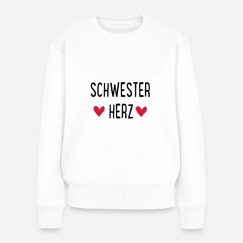 SCHWESTERHERZ - Frauen Premium Bio Pullover - Weiß