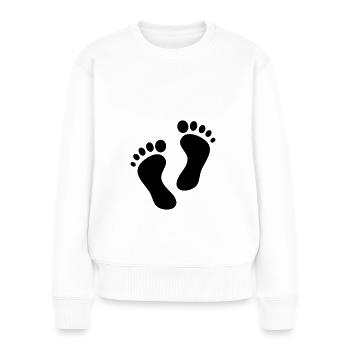 Bébé pieds empreinte de bébé enceinte grossesse - Pull Premium bio Femme - blanc - Devant - Julia (174cm)